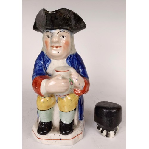 1154 - A toby jug, another, and brass ceiling light with glass shades and other items (box)