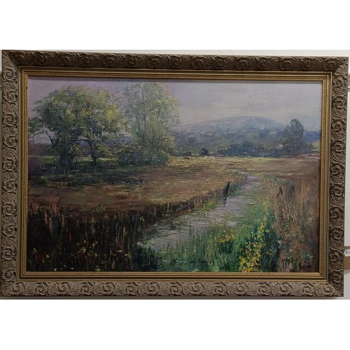 1269 - Ali Tods landscape, oil on canvas, signed, 46 x 80 cm, a landscape, oil on board, 50 x 65 cm, Asian ... 