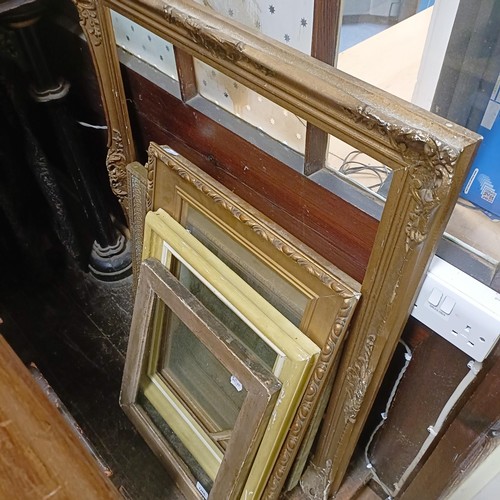 1268 - A gilt gesso frame, 96 x 82 cm, and other frames (qty)