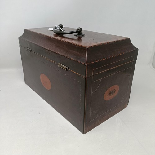 1266 - A 19th century mahogany tea caddy, the hinge top to reveal two compartments, 27 cm wide