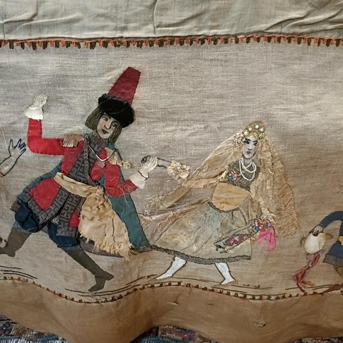 1263 - A tapestry, decorated a wedding scene, possibly Russian, 158 cm wide