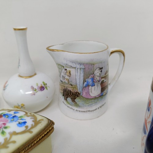 1261 - Assorted miniature ceramic items to include Meissen, Royal Worcester, a parasol handle and a candle ... 