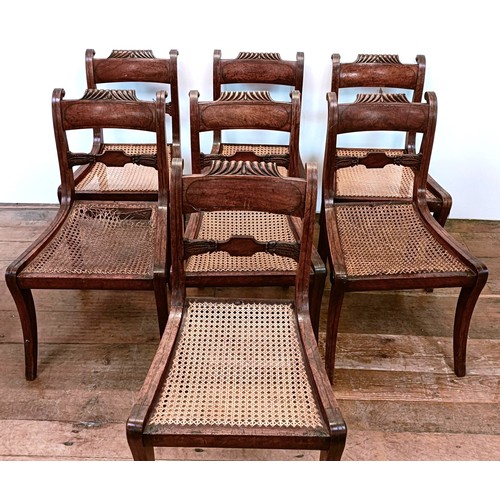 1345 - A set of seven mahogany bar back dining chairs, with reeded seats (7)