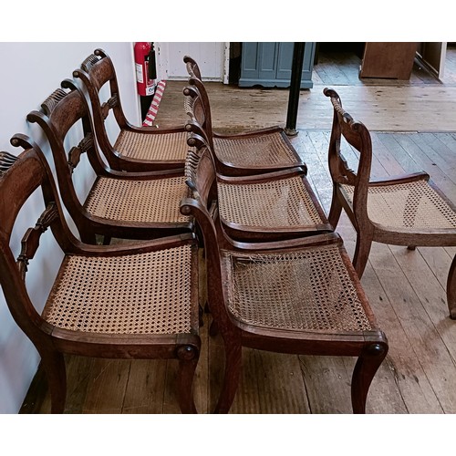 1345 - A set of seven mahogany bar back dining chairs, with reeded seats (7)