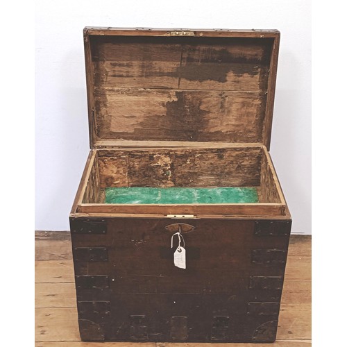 1364 - An oak and metal bound silver chest, 82 cm wide