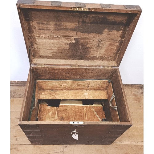 1364 - An oak and metal bound silver chest, 82 cm wide