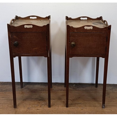 1369 - A pair of oak tray top pot cupboards, 32 cm wide (2)