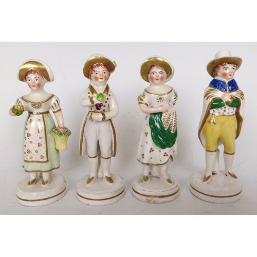 1248 - A late 19th/early 20th century Meissen porcelain group, Je Decouvrelout, some loss, 12 cm high, a se... 