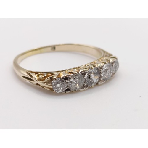 474 - An 18ct gold five stone diamond ring, ring size O