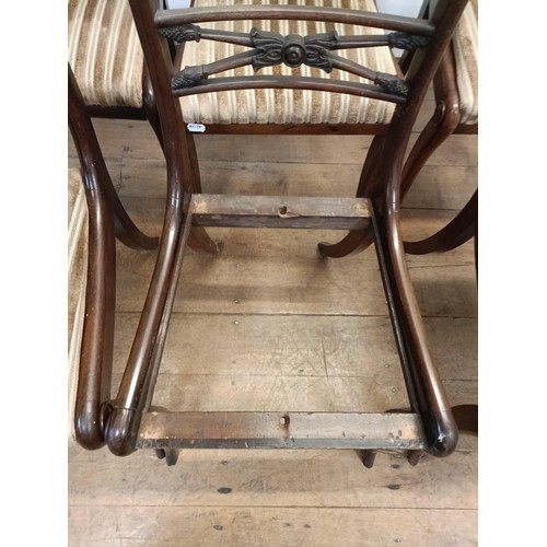 1341 - A set of six Regency style dining chairs, on sabre legs (6)