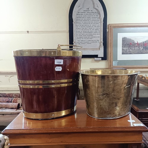 1320 - A 19th century mahogany and brass bound tea bucket, 36 cm wide