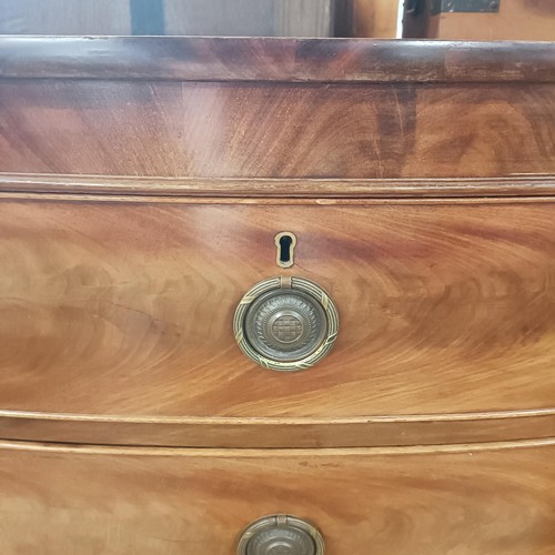 1355 - A 19th century mahogany bow front chest, having two short and three long drawers, 107 cm wide