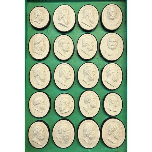 1241 - A set of 19th century Giovanni Liberotti Grand Tour plaster casts of intaglio portraits, Emperors to... 