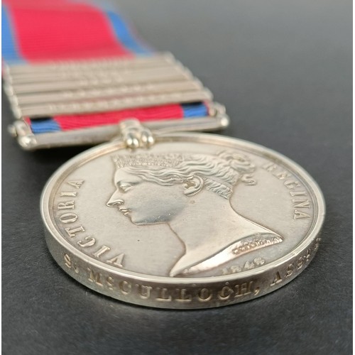 36 - A Military General Service medal 1793-1814, awarded to S McCulloch Asst Surgn OMD, with St Sebastian...