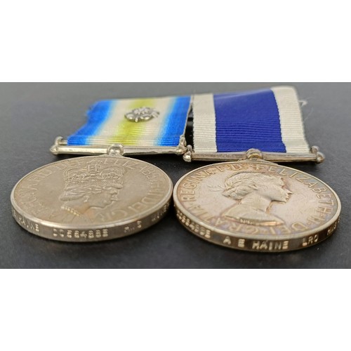 49 - A pair of medals, awarded to RS A E Haine D056488 E HMS Minerva, comprising a South Atlantic medal, ...