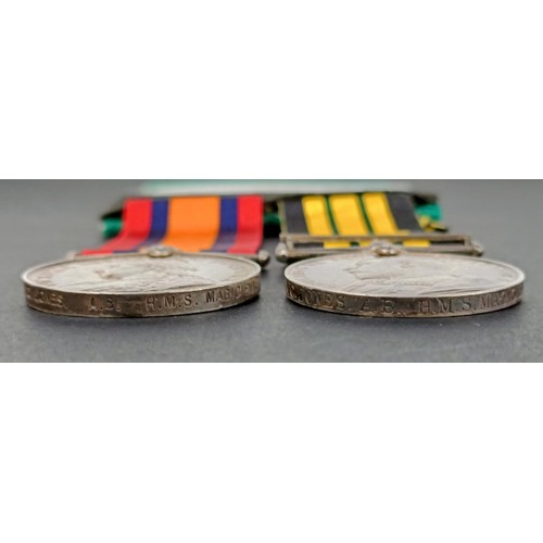 61 - A pair of medals, awarded to W C Jones AB HMAS Magicienne, comprising Queen's South Africa medal and... 