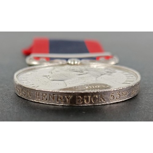 74 - A Sutlej medal, awarded to Ensign Henry Buck, 53rd Regiment, with Sobraon clasp, with copy documenta... 