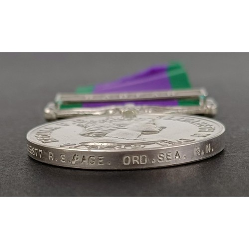 76 - A General Service medal 1962-2007, awarded to 063877 R S Page Ord Sea RN, with a Radfan clasp Proven... 