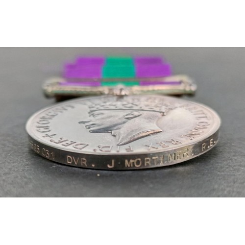 79 - A General Service medal 1918-62, awarded to 11565031 Dvr J Mortimer RE, with Bomb & Mine Clearan... 