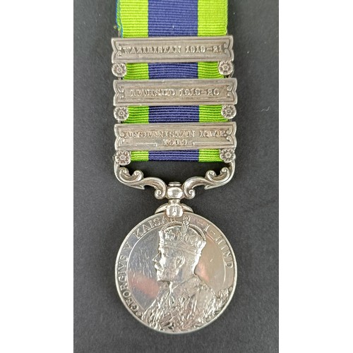 81 - An India General Service medal, awarded to F-Offcr H E King RAF, with Afghanistan NWF 1919, Mahsud 1... 