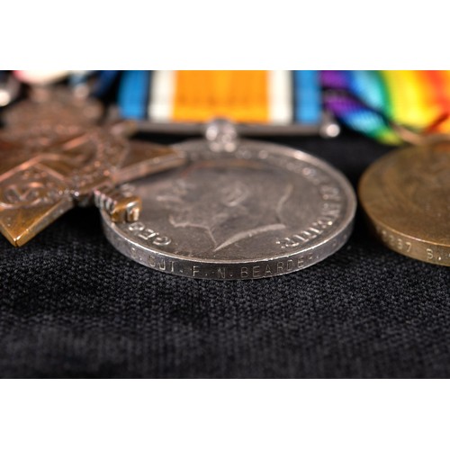 97 - A group of six medals, awarded to 146464 Ftr S Sjt F N Bearder RGA, comprising a Military Medal (MM)... 