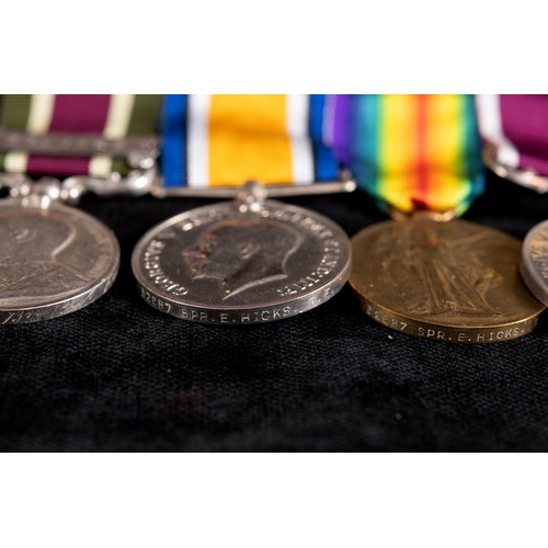 122 - A group of four medals, awarded to 5655 L Cpl E Hicks R Fus, comprising a Tibet medal, with a Gyants... 