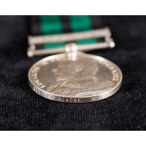 170 - An Ashantee medal, awarded to 932 Pte Ajagbe WAFF, with a Kumassi clasp Provenance: On Instructions ... 