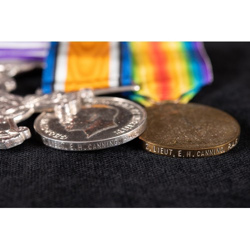 177 - A group of three medals, awarded to 2 Lieut E H Canning RAF, comprising a Distinguished Flying Cross... 