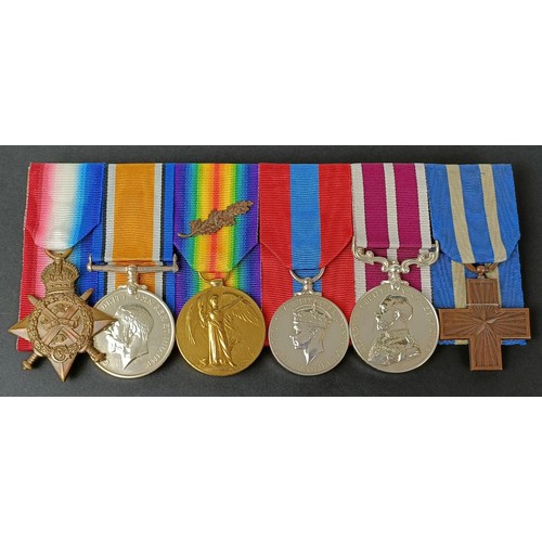 223 - A group of six medals, awarded to S-21708 A W O CL 2 A L Evans ASC, comprising a 1914 Star trio (MID... 