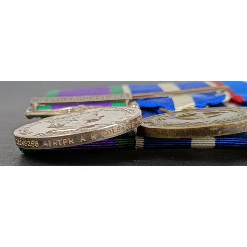 227 - A group of three medals, awarded to 25048258 Airtpr A R Colegate AAC, comprising a General Service m... 