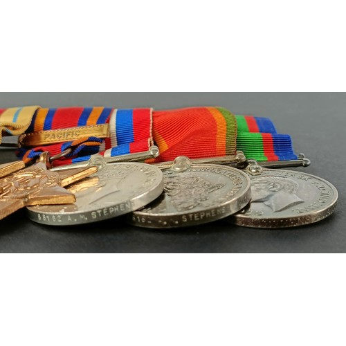 262 - A group of seven medals, awarded to 68162 A M Stephens, comprising a 1939-1945 Star, Atlantic Star, ... 