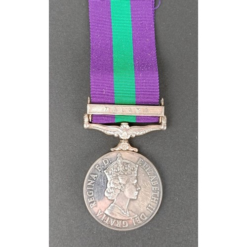 266 - A General Service medal 1918-62, awarded to W/354031 Pte D J Allan WRAC, with Malaya clasp, boxedPro... 