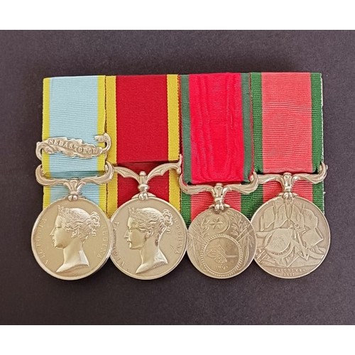 294 - A group of four medals, un-named as issued, comprising a Crimea medal, with Sebastopol clasp, China ...