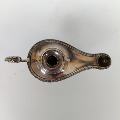 1648 - A silver table top cigar lighter, in the form of an oil lamp