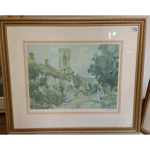 1156 - B Walsh, a Spitfire, oil on canvas, 44 x 58 cm, Eric Sturgeon, village scene, signed in pencil, 35 x... 