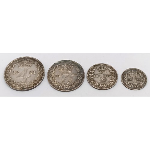 337 - A Victorian Maundy coin set, 1881, in a modern case...