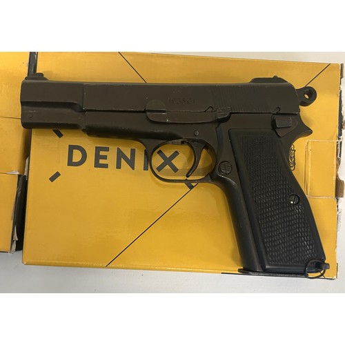 411 - A Denix replica Luger P08 pistol and another similar, a GP35 pistol, both boxed (2) Provenance: On I... 