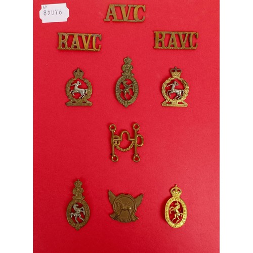 429 - A group of assorted military badges, including RAVC, AVC, RAMC, and others Provenance: A Collection ... 