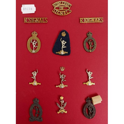 435 - Assorted military badges and shoulder titles, including ASC TA, Royal Canadian Engineers, Royal Sign... 