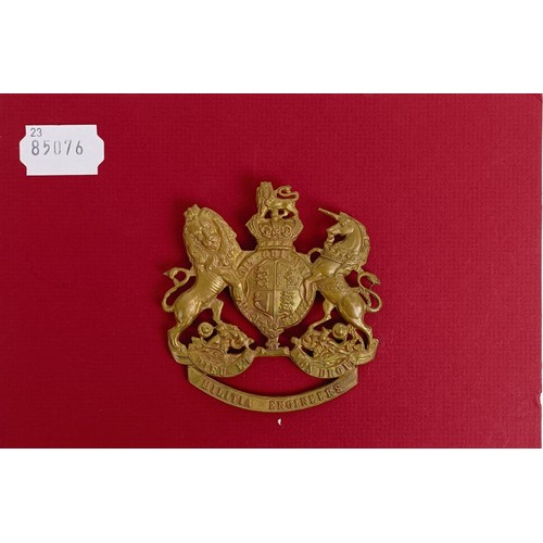 449 - A Victorian Militia Engineers helmet plate badge Provenance: A Collection of Military Badges from a ... 