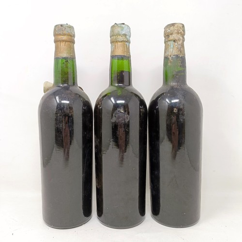 2183 - Three bottles of Luscious Malmsey Madeira, bottled and shipped by Blandy's, very old Madeira, believ...