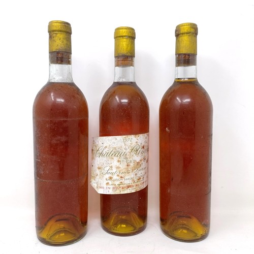 2186 - Three bottles of Chateau Climens Sauternes-Barsac, 1er Cru, 1972 (3)<br /><br />Provenance: From a W...