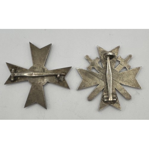 542 - A German World War II War Merit Cross, with Swords, the pin stamped L15 and another similar (2) Prov... 