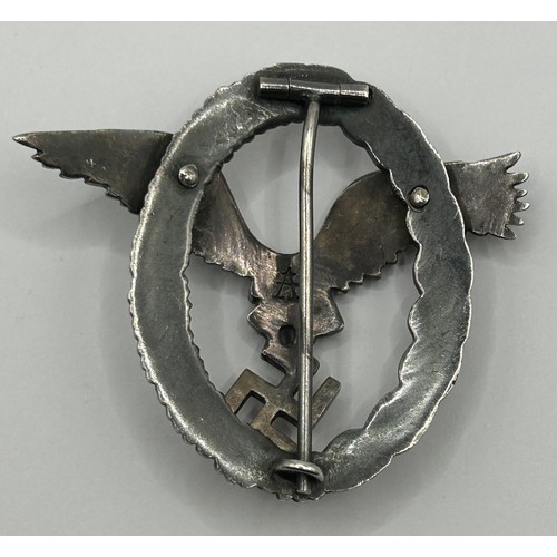 544 - A German World War II Pilots badge, the reverse stamped 'A'Provenance: On Instructions of the Family... 