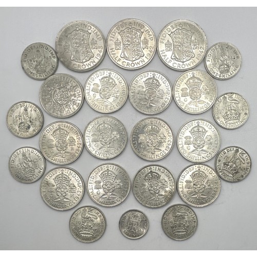 334 - Two half crowns, 1942, and other coins...