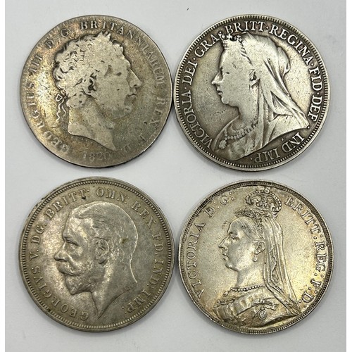 335 - Four crowns, 1820, 1889, 1894 and 1935...