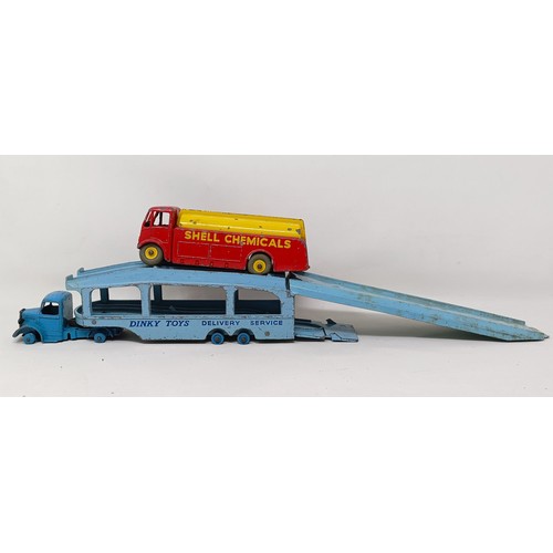 955 - A Dinky Toys Pullmore Car Transporter, unboxed and assorted other Dinky and Corgi unboxed play worn ...