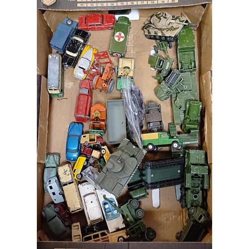 961 - A Dinky Supertoys Centurion Tank and carrier, other Dinky, Corgi and other unboxed play worn toy car... 