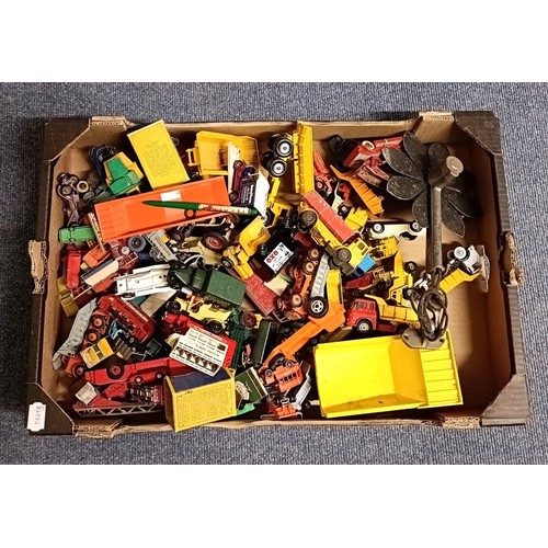 981 - Assorted play worn toy model cars and trucks (box)