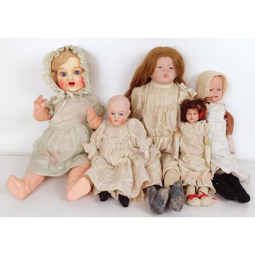 1011 - A German bisque head doll, and assorted other dolls (box)